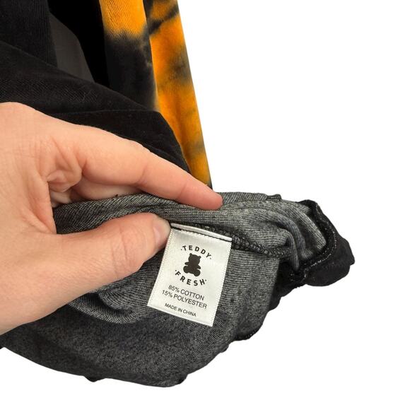Teddy Fresh Orange Black Tie Dye Velour Full Zip Jacket Halloween NEW Size XL - Picture 6 of 8